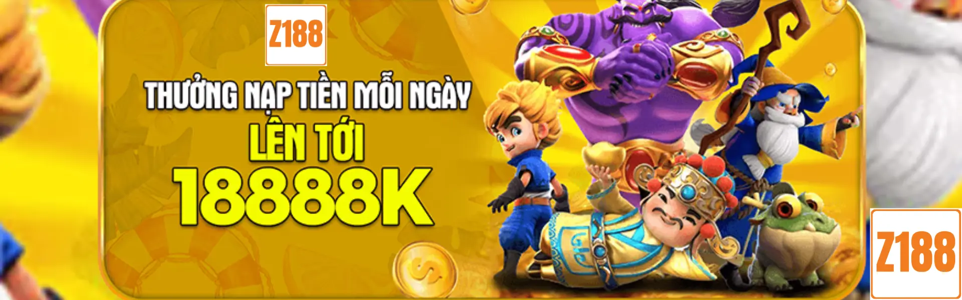 Banner Z188 nhà cai trực tuyến uy tín thưởng cho tân thủ đăng ký lên tới 18888k